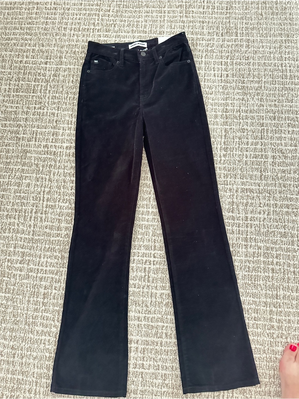 NWT DKNY Jeans Ludlow High Rise Demi Boot Tall Black Velvet Women's Jeans Sz 27